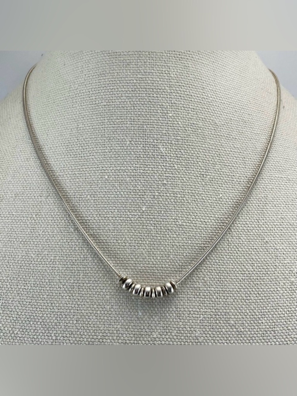 Italy 925 Sterling Silver Snake Chain Silver Beaded Dainty Trendy Necklace